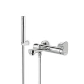 Single-lever basin mixer with 1”1/4 waste. F 3/8” supply hoses.